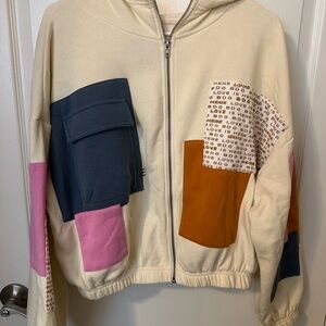 BDG Cream Sweatshirt with Patchwork Details